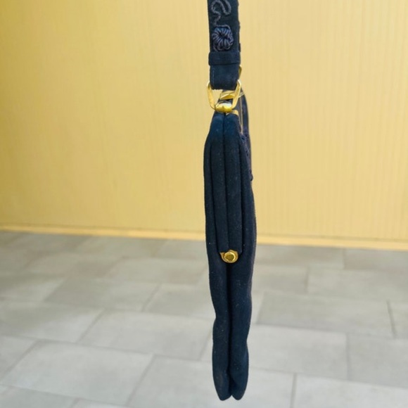 Loewe Navy Suede Handbag Vintage 1960s Purse Evening Bag - Picture 10 of 10